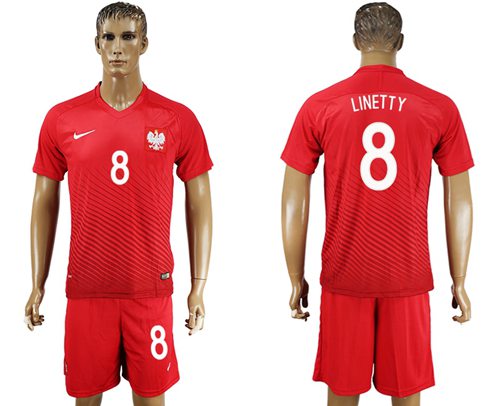 Poland #8 Linetty Away Soccer Country Jersey